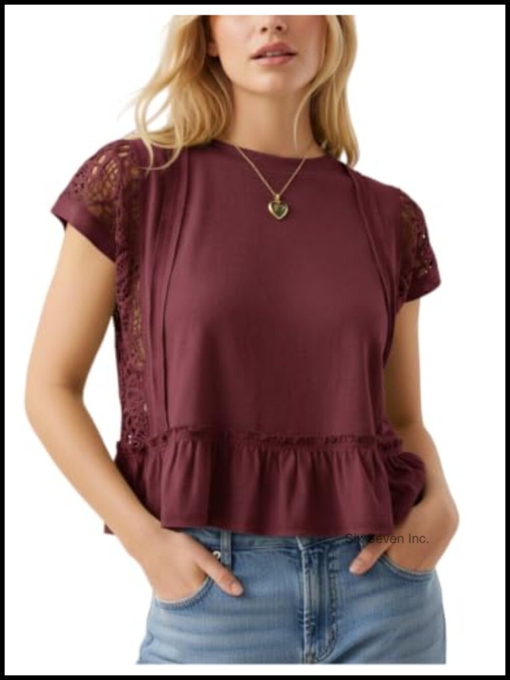 Crochet Lace Peplum Cap Sleeve Summer Blouse Boho Top